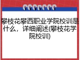 攀枝花攀西职业学院校训是什么，详细阐述(攀枝花学院校训)