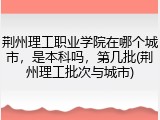 荆州理工职业学院在哪个城市，是本科吗，第几批(荆州理工批次与城市)