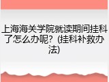 上海海关学院就读期间挂科了怎么办呢？(挂科补救办法)