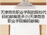 天津商务职业学院的院校代码和邮编是多少(天津商务职业学院编码邮编)