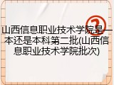 山西信息职业技术学院是一本还是本科第二批(山西信息职业技术学院批次)