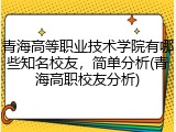 青海高等职业技术学院有哪些知名校友，简单分析(青海高职校友分析)