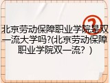 北京劳动保障职业学院是双一流大学吗?(北京劳动保障职业学院双一流？)