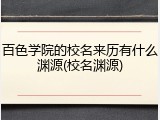 百色学院的校名来历有什么渊源(校名渊源)