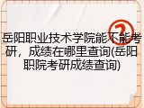 岳阳职业技术学院能不能考研，成绩在哪里查询(岳阳职院考研成绩查询)