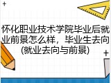 怀化职业技术学院毕业后就业前景怎么样，毕业生去向(就业去向与前景)