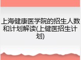 上海健康医学院的招生人数和计划解读(上健医招生计划)