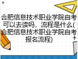 合肥信息技术职业学院自考可以去读吗，流程是什么(合肥信息技术职业学院自考报名流程)
