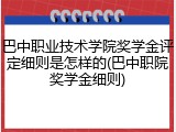 巴中职业技术学院奖学金评定细则是怎样的(巴中职院奖学金细则)