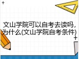 文山学院可以自考去读吗，为什么(文山学院自考条件)