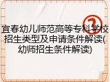 宜春幼儿师范高等专科学校招生类型及申请条件解读(幼师招生条件解读)