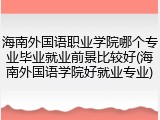 海南外国语职业学院哪个专业毕业就业前景比较好(海南外国语学院好就业专业)