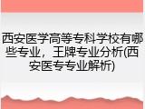 西安医学高等专科学校有哪些专业，王牌专业分析(西安医专专业解析)