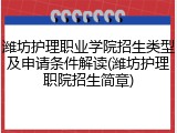 潍坊护理职业学院招生类型及申请条件解读(潍坊护理职院招生简章)