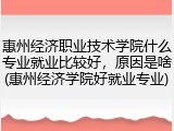 惠州经济职业技术学院什么专业就业比较好，原因是啥(惠州经济学院好就业专业)