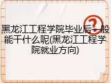黑龙江工程学院毕业后一般能干什么呢(黑龙江工程学院就业方向)