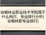 安徽林业职业技术学院属于什么档次，专业排行分析(安徽林职专业排行)