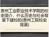 贵州工业职业技术学院的校史简介，什么历史与社会背景下建校的(贵州工院校史背景)