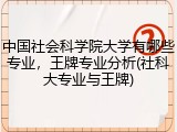 中国社会科学院大学有哪些专业，王牌专业分析(社科大专业与王牌)
