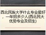 西北民族大学什么专业最好，一年招多少人(西北民大优势专业及招生)