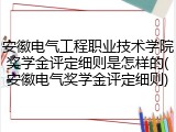 安徽电气工程职业技术学院奖学金评定细则是怎样的(安徽电气奖学金评定细则)