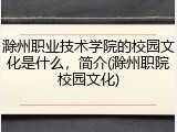 滁州职业技术学院的校园文化是什么，简介(滁州职院校园文化)