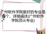 广州软件学院最好的专业是哪个，详细阐述(广州软件学院顶尖专业)