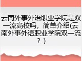 云南外事外语职业学院是双一流高校吗，简单介绍(云南外事外语职业学院双一流？)