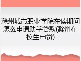 滁州城市职业学院在读期间怎么申请助学贷款(滁州在校生申贷)