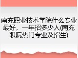 南充职业技术学院什么专业最好，一年招多少人(南充职院热门专业及招生)