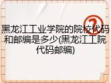 黑龙江工业学院的院校代码和邮编是多少(黑龙江工院代码邮编)