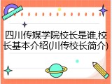 四川传媒学院校长是谁,校长基本介绍(川传校长简介)