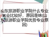 山东旅游职业学院什么专业就业比较好，原因是啥(山东旅游职业学院优势专业原因)