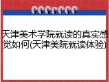 天津美术学院就读的真实感觉如何(天津美院就读体验)
