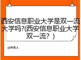 西安信息职业大学是双一流大学吗?(西安信息职业大学双一流？)