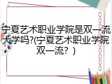 宁夏艺术职业学院是双一流大学吗?(宁夏艺术职业学院双一流？)