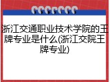 浙江交通职业技术学院的王牌专业是什么(浙江交院王牌专业)