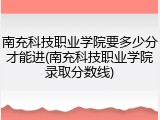 南充科技职业学院要多少分才能进(南充科技职业学院录取分数线)