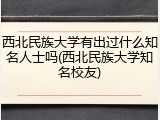 西北民族大学有出过什么知名人士吗(西北民族大学知名校友)