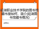 硅湖职业技术学院的图书馆藏书量如何，简介(硅湖图书馆藏书概况)