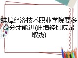 蚌埠经济技术职业学院要多少分才能进(蚌埠经职院录取线)