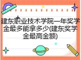 建东职业技术学院一年奖学金最多能拿多少(建东奖学金最高金额)