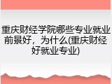 重庆财经学院哪些专业就业前景好，为什么(重庆财经好就业专业)