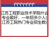 江苏工程职业技术学院什么专业最好，一年招多少人(江苏工院热门专业招生数)
