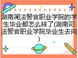 湖南司法警官职业学院的学生毕业都怎么样了(湖南司法警官职业学院毕业生去向)