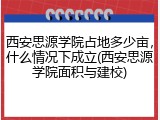 西安思源学院占地多少亩，什么情况下成立(西安思源学院面积与建校)