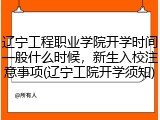 辽宁工程职业学院开学时间一般什么时候，新生入校注意事项(辽宁工院开学须知)