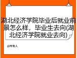 湖北经济学院毕业后就业前景怎么样，毕业生去向(湖北经济学院就业去向)