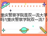 重庆警察学院是双一流大学吗?(重庆警察学院双一流？)