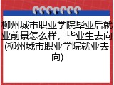 柳州城市职业学院毕业后就业前景怎么样，毕业生去向(柳州城市职业学院就业去向)